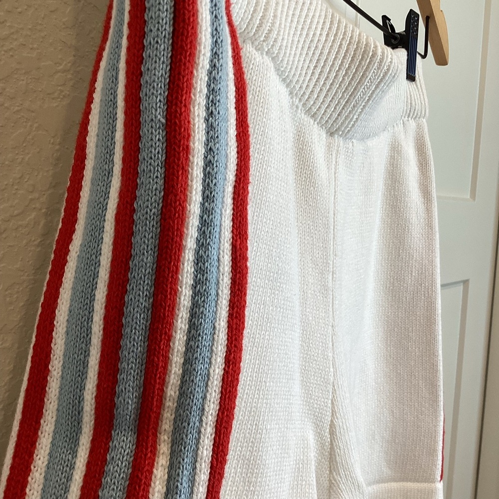 Anthropologie Daily Practice Sports Club Sweater Shorts Large White Stripe NWT - Picture 8 of 13